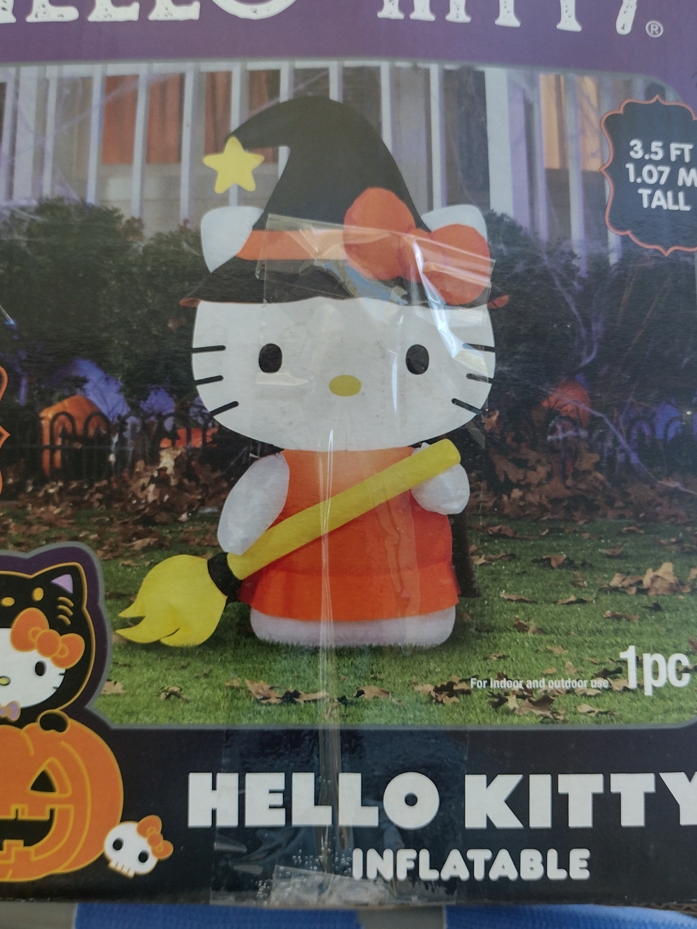 Hello Kitty Halloween Witch Inflatable - Orange, Black, Yellow, White NIB